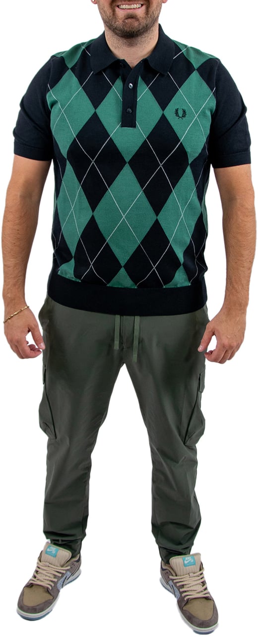 Fred Perry Argyle Knitted Shirt Zwart
