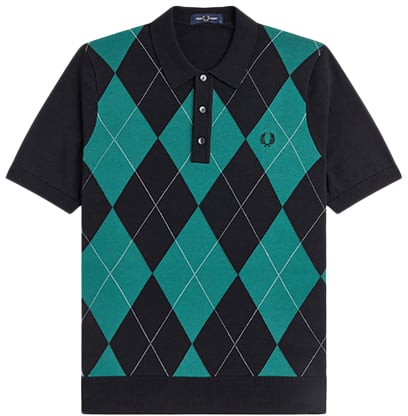 Fred Perry Argyle Knitted Shirt Zwart