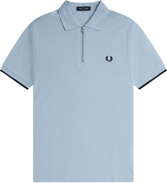 Fred Perry Fred Perry Crepe Pique Zip Neck Shirt Blauw