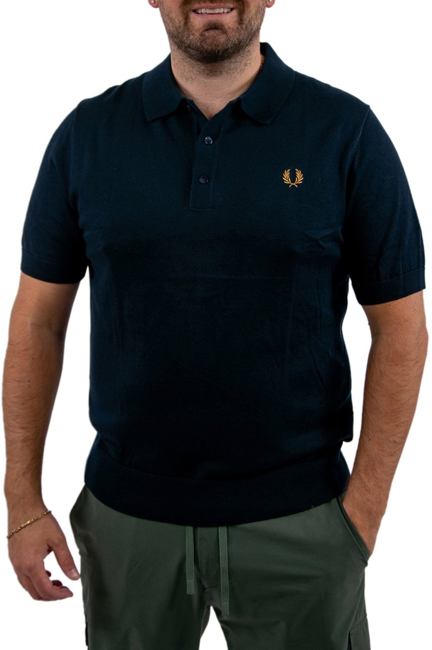 Fred Perry Fred Perry Cotton Knitted Shirt Blauw