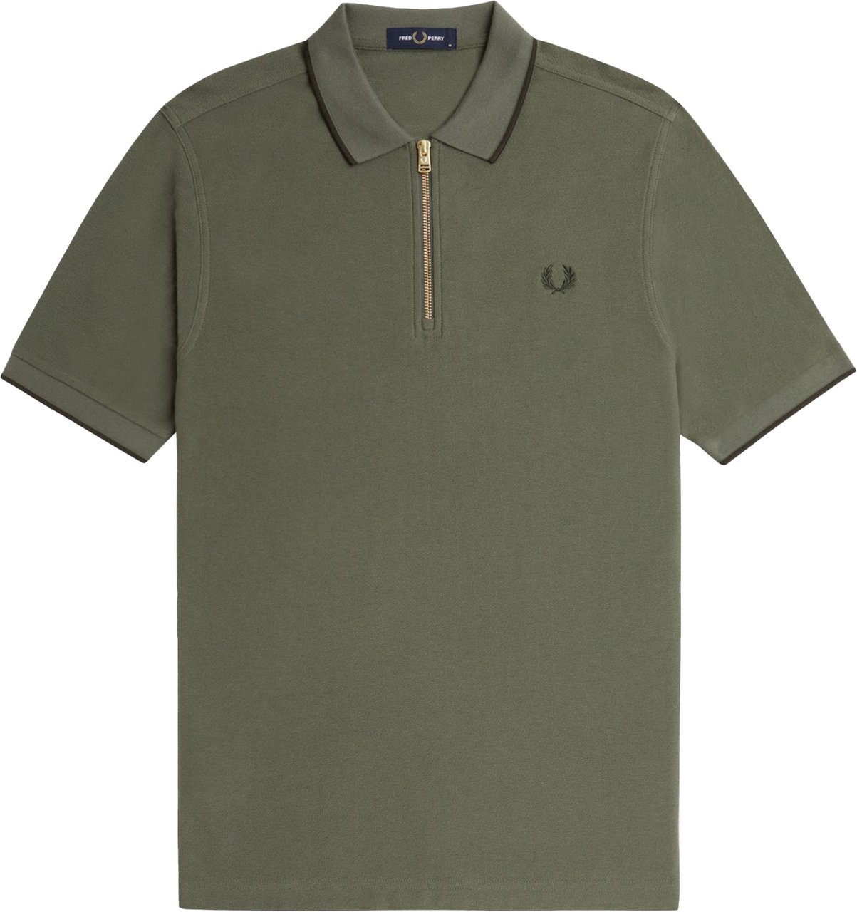 Fred Perry Fred Perry Crepe Pique Zip Neck Polo Shirt Groen