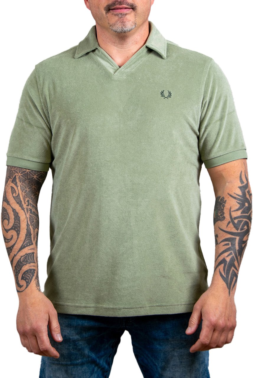 Fred Perry Fred Perry Open Collar Toweling Polo Groen