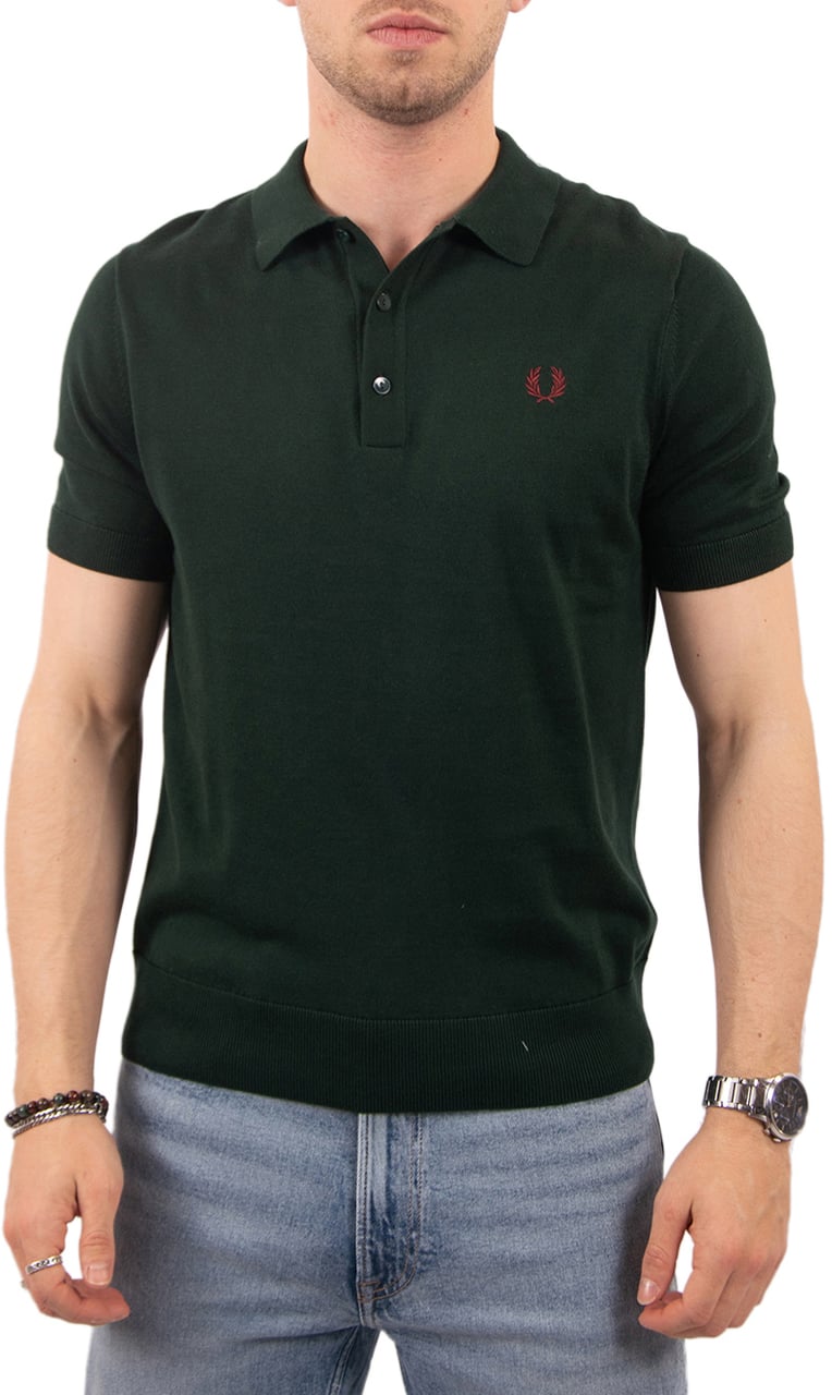 Fred Perry Fred Perry Cotton Knitted Shirt Groen