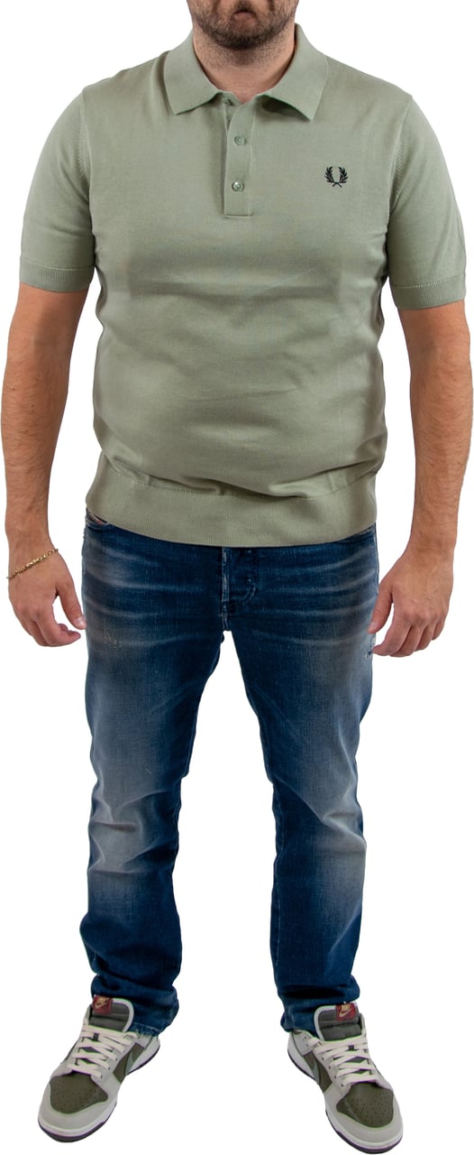 Fred Perry Fred Perry Cotton Knitted Shirt Groen