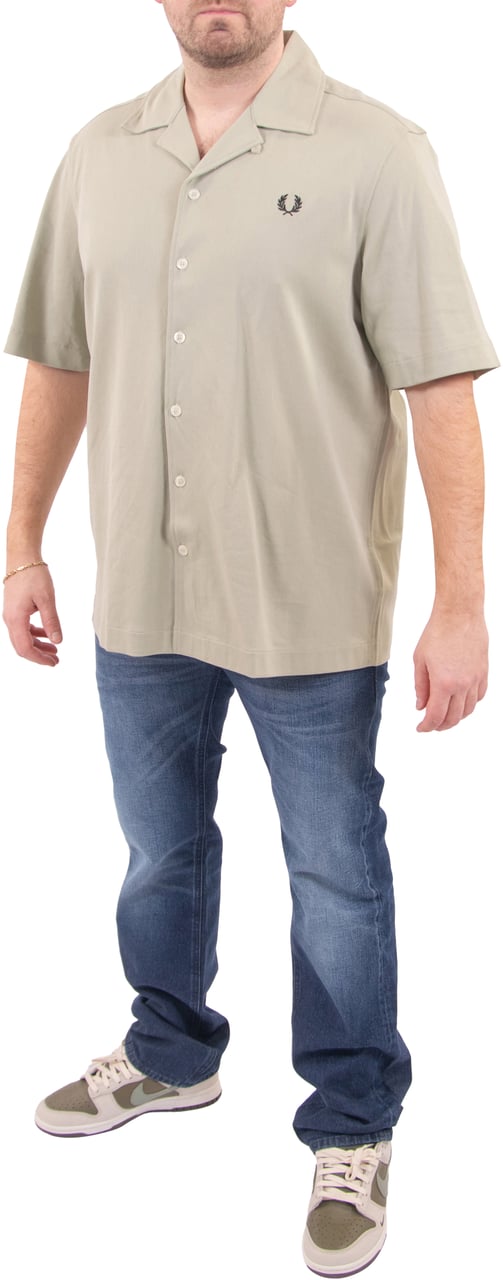 Fred Perry Fred Perry Compress Mesh Reverse Collar Shirt Groen
