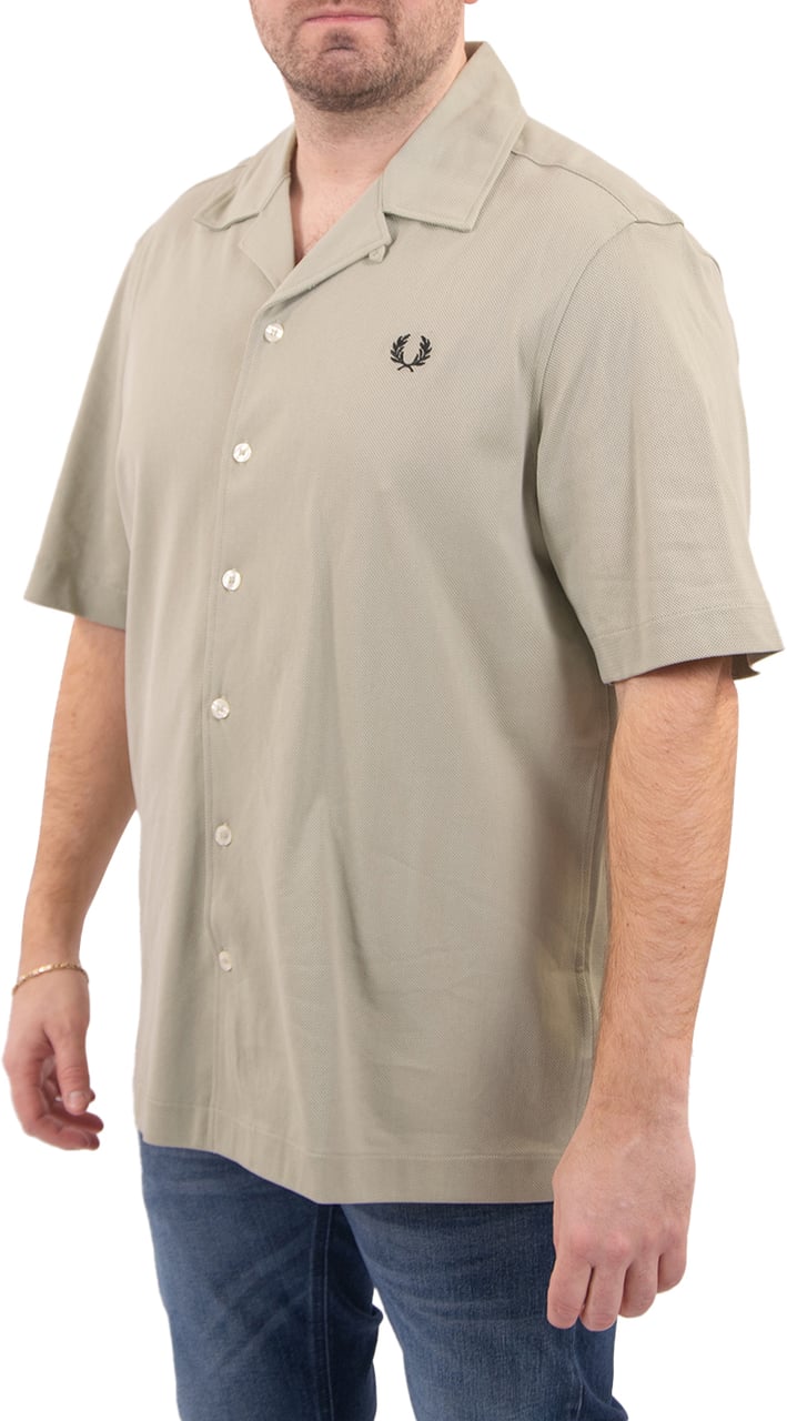 Fred Perry Fred Perry Compress Mesh Reverse Collar Shirt Groen