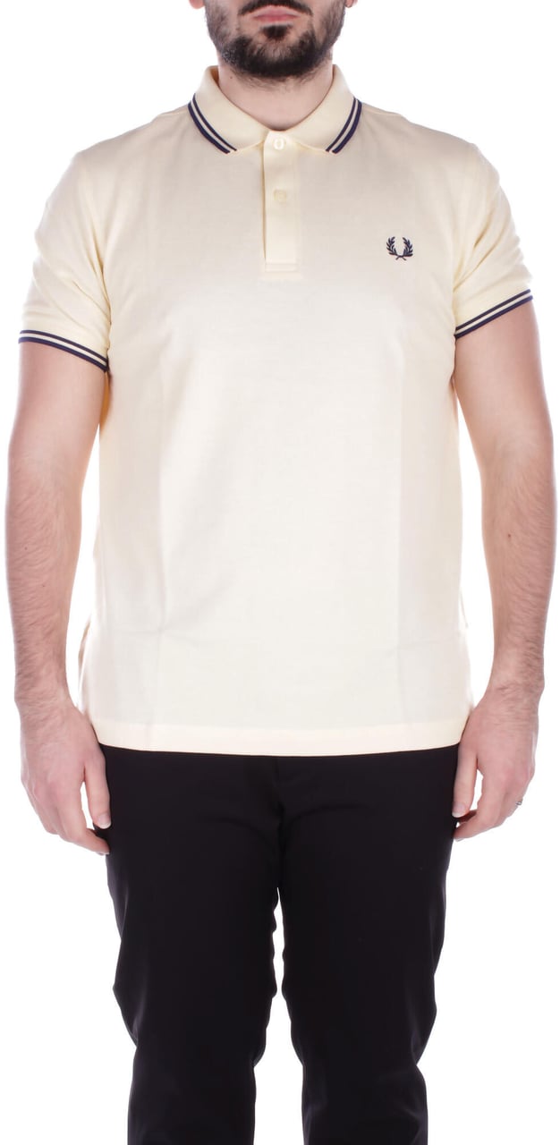 Fred Perry Fred Perry Twin Tipped Polo Ice Cream/French Navy Blauw