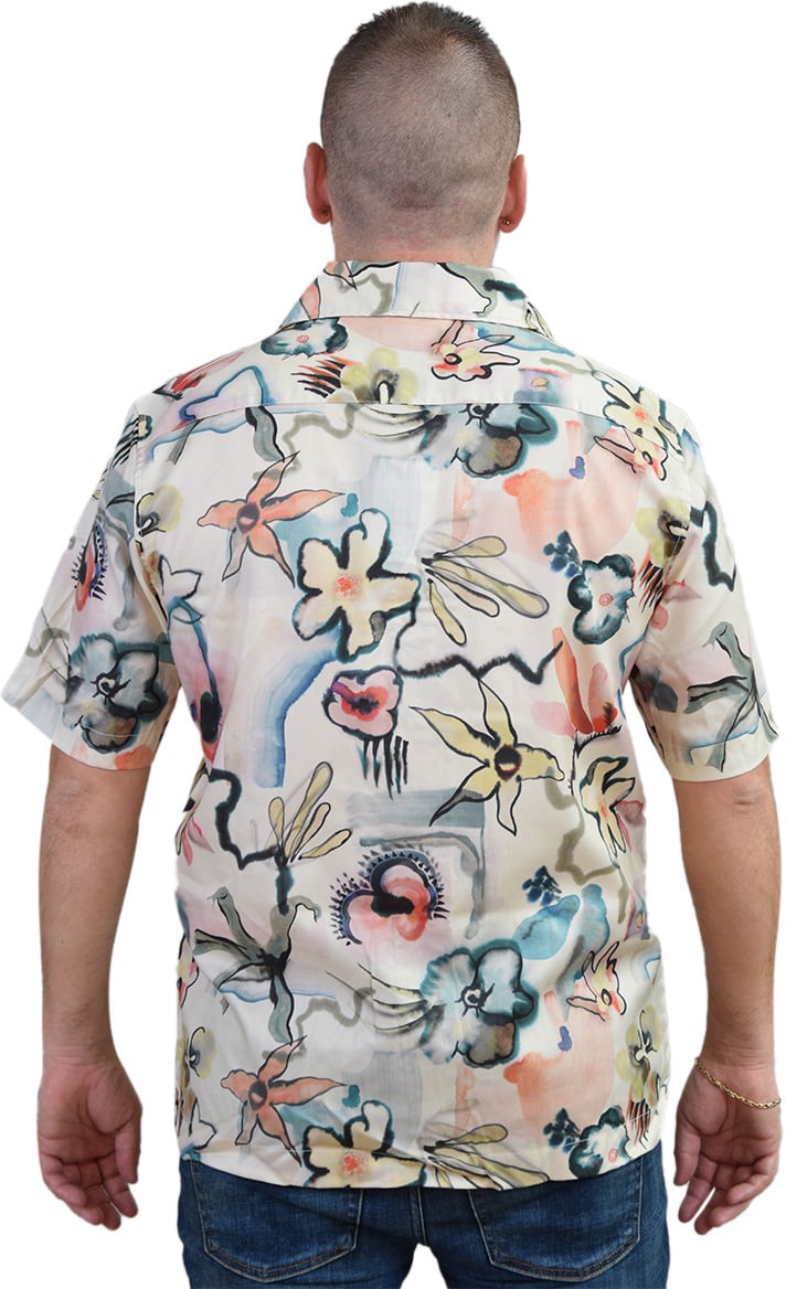 Fred Perry Fred Perry Floral Revere Collar Shirt Beige