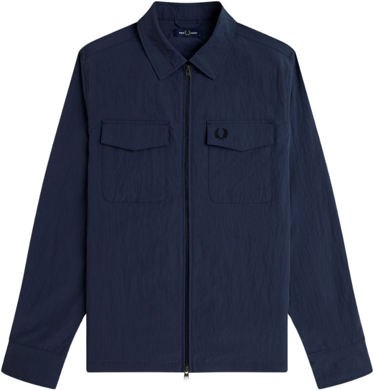 Fred Perry Fred Perry Zip Through Overshirt Blauw