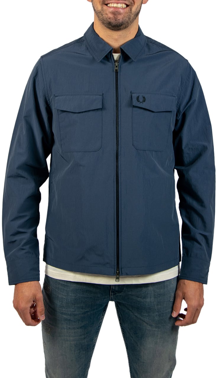 Fred Perry Zip Through Overshirt Blauw
