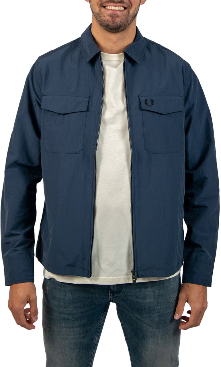 Fred Perry Zip Through Overshirt Blauw
