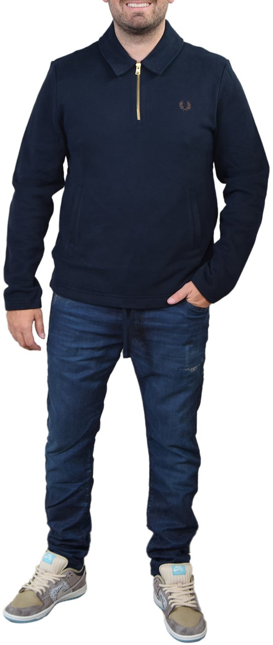Fred Perry Fred Perry Half Zip Smock Sweatshirt Blauw