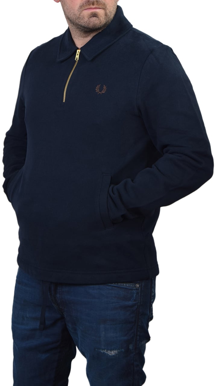 Fred Perry Fred Perry Half Zip Smock Sweatshirt Blauw