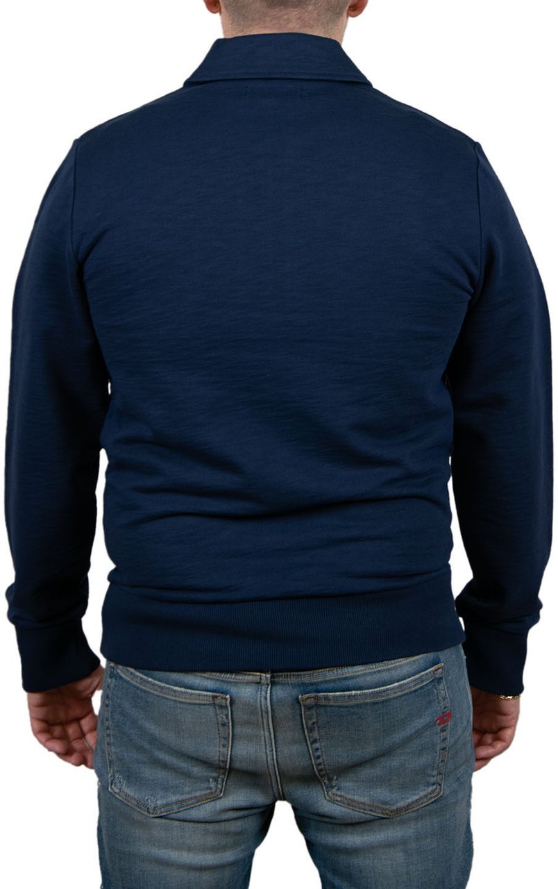 Fred Perry Fred Perry Zip Neck Collar Sweatshirt Blauw