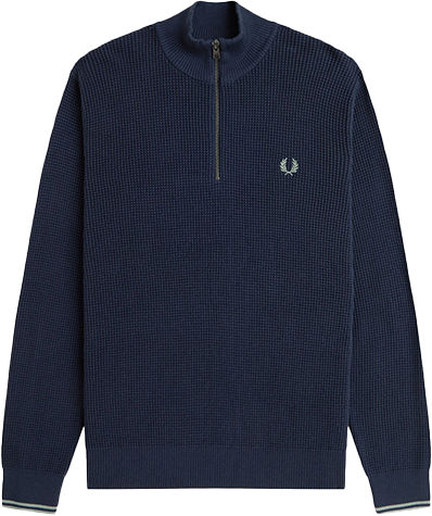 Fred Perry Fred Perry Waffle Stitch Half Zip Jumper Blauw