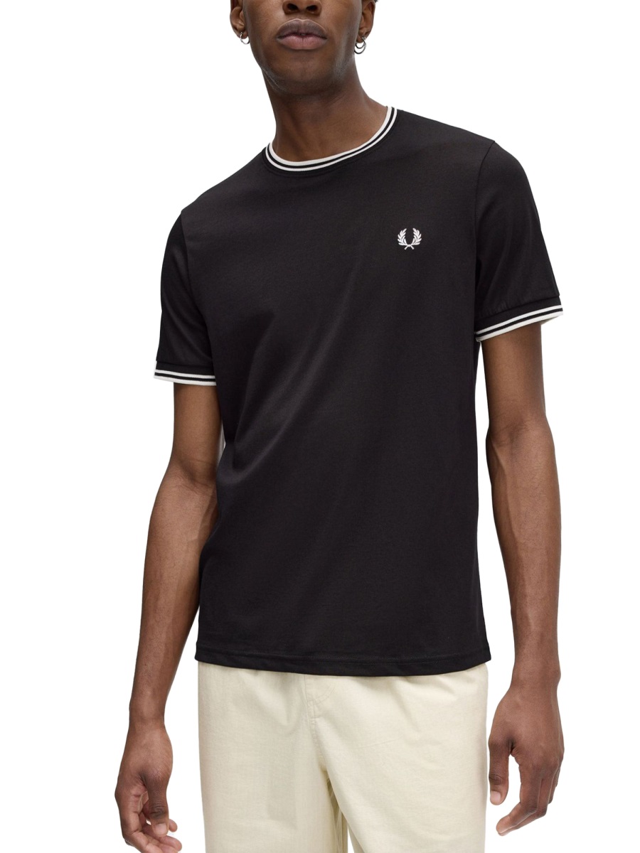 Fred Perry DOUBLE STRIPE T-SHIRT Zwart