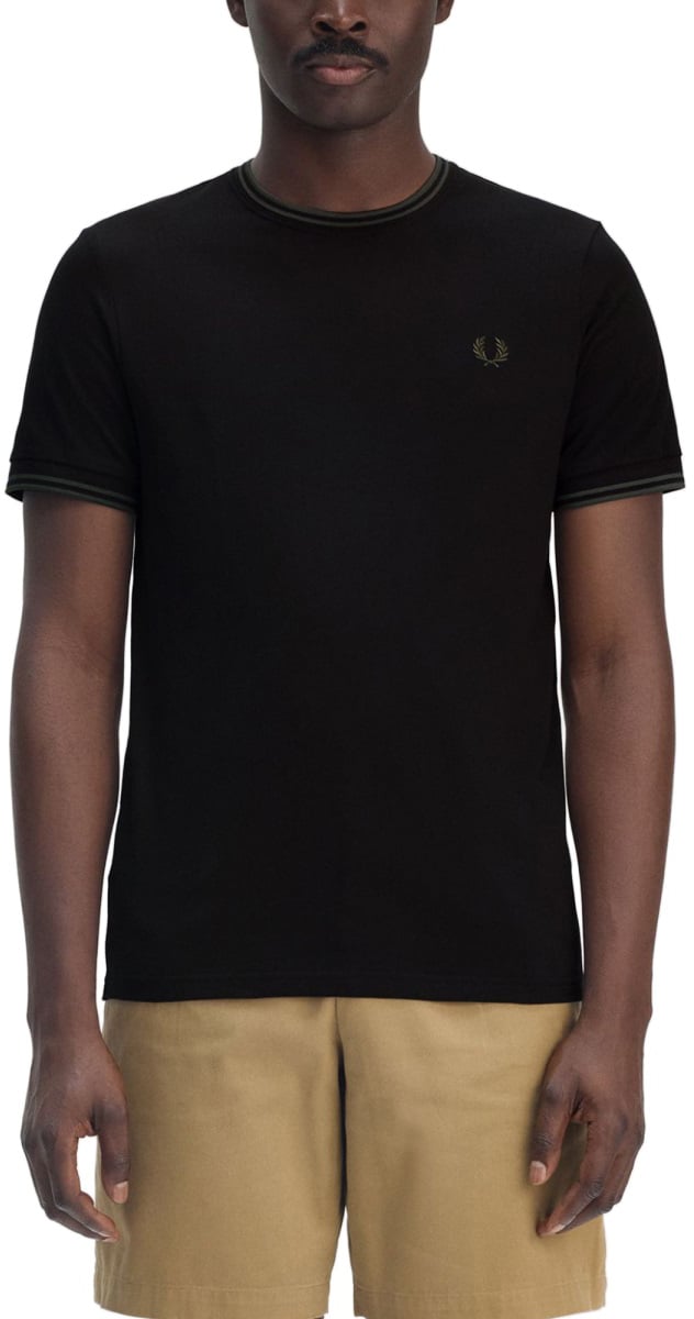 Fred Perry DOUBLE STRIPE T-SHIRT Zwart