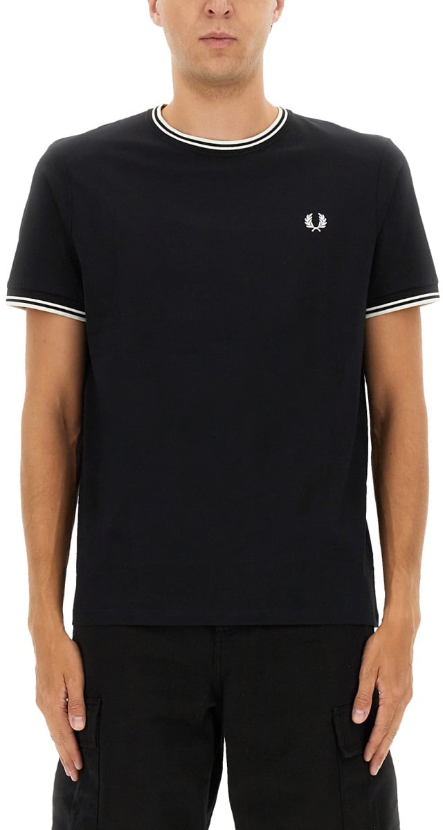 Fred Perry DOUBLE STRIPE T-SHIRT Zwart