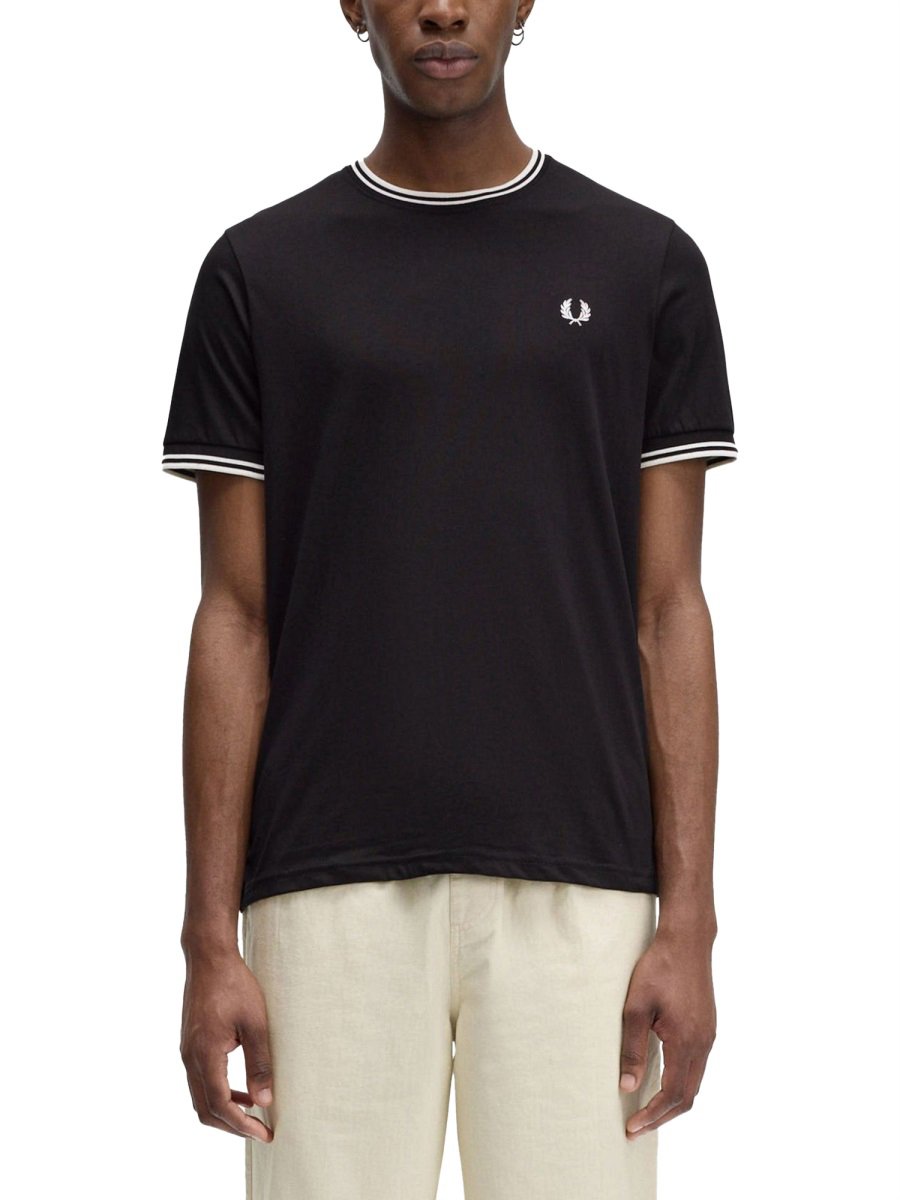 Fred Perry DOUBLE STRIPE T-SHIRT Zwart