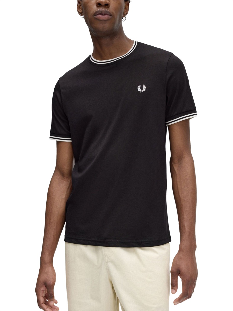 Fred Perry DOUBLE STRIPE T-SHIRT Zwart