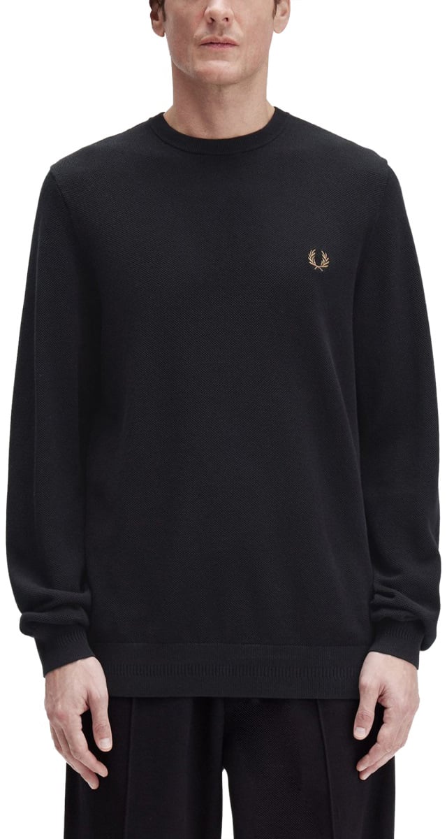 Fred Perry PIQUE SWEATER WITH LOGO Zwart