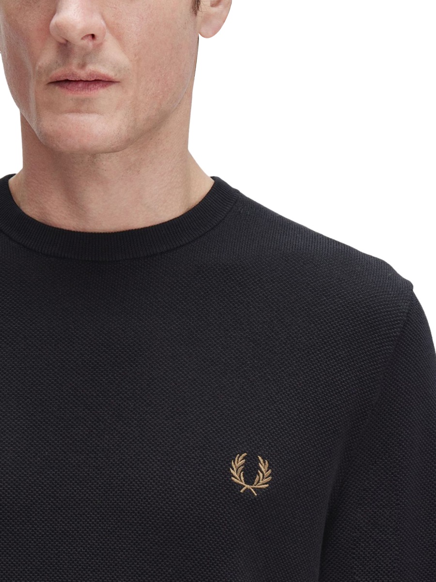 Fred Perry PIQUE SWEATER WITH LOGO Zwart