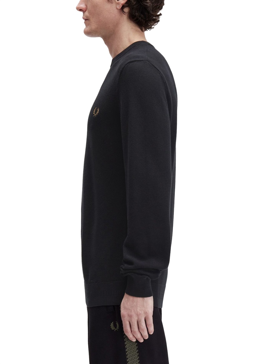 Fred Perry PIQUE SWEATER WITH LOGO Zwart