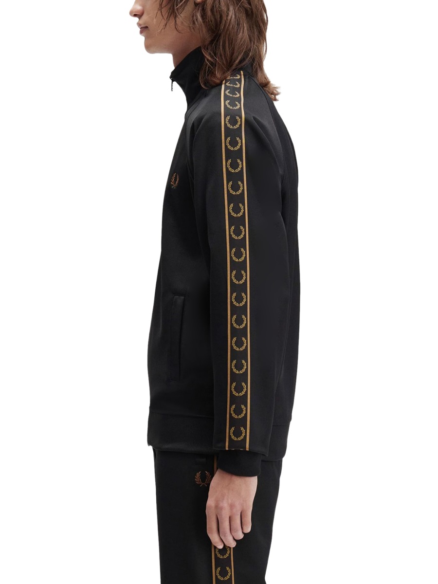 Fred Perry "TRACK" JACKET WITH CONTRASTING WEBBING Zwart