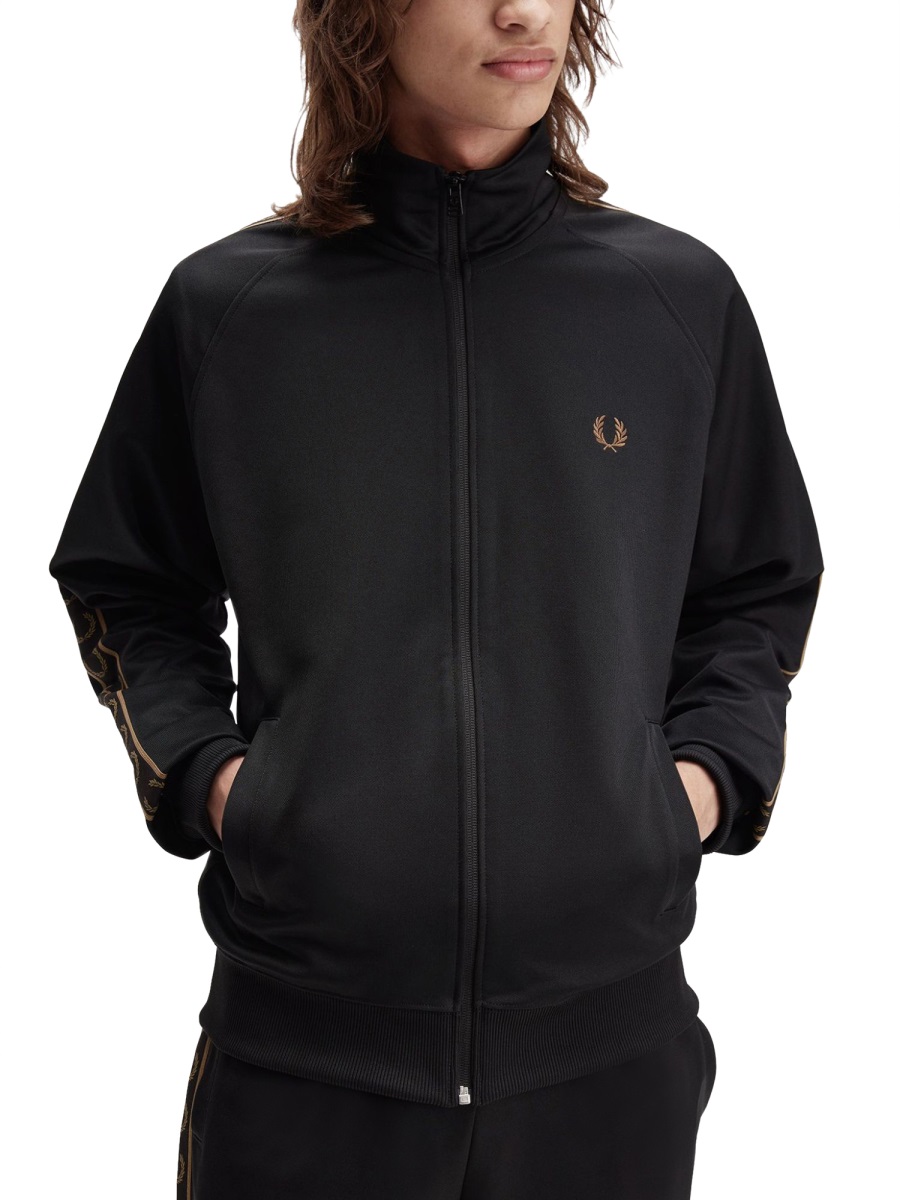 Fred Perry "TRACK" JACKET WITH CONTRASTING WEBBING Zwart