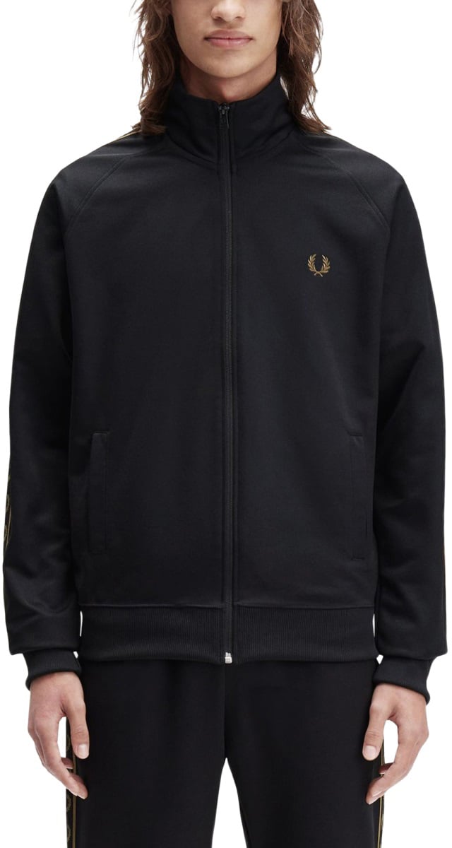 Fred Perry "TRACK" JACKET WITH CONTRASTING WEBBING Zwart