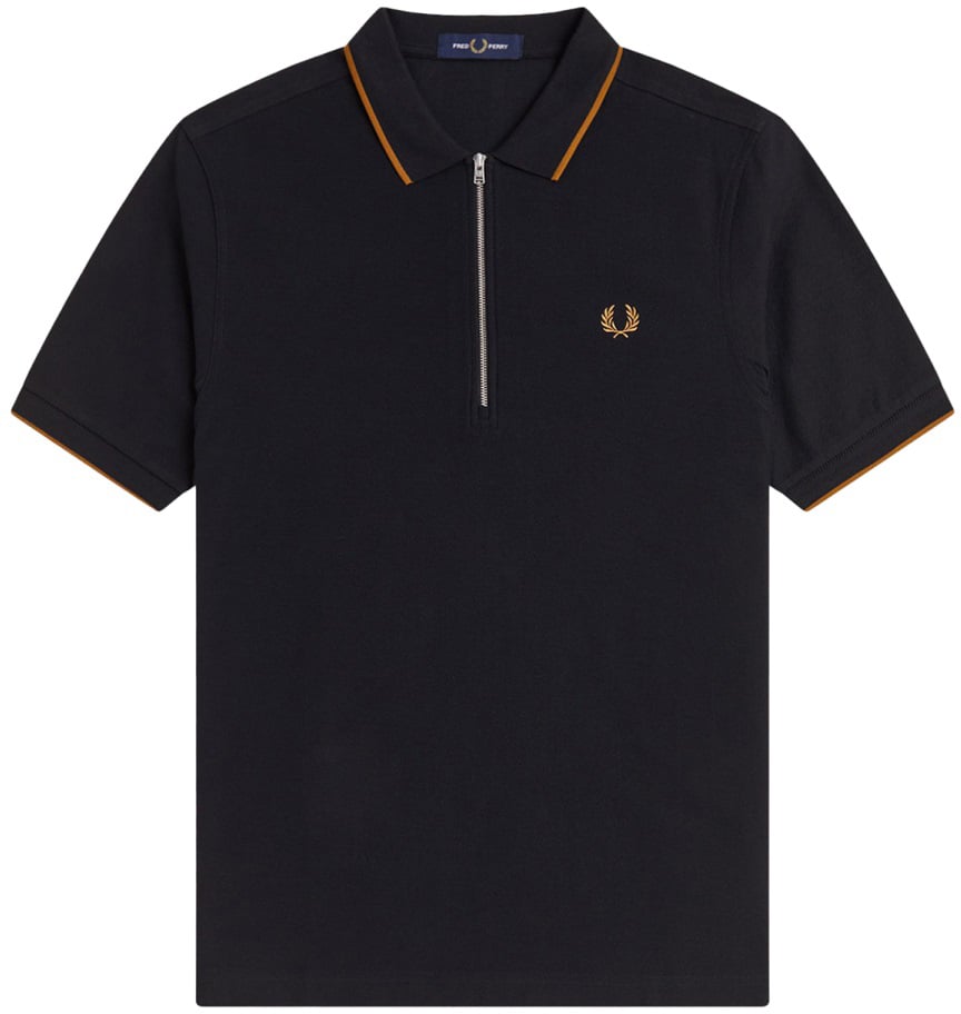 Fred Perry POLO CON ZIP E LOGO Zwart