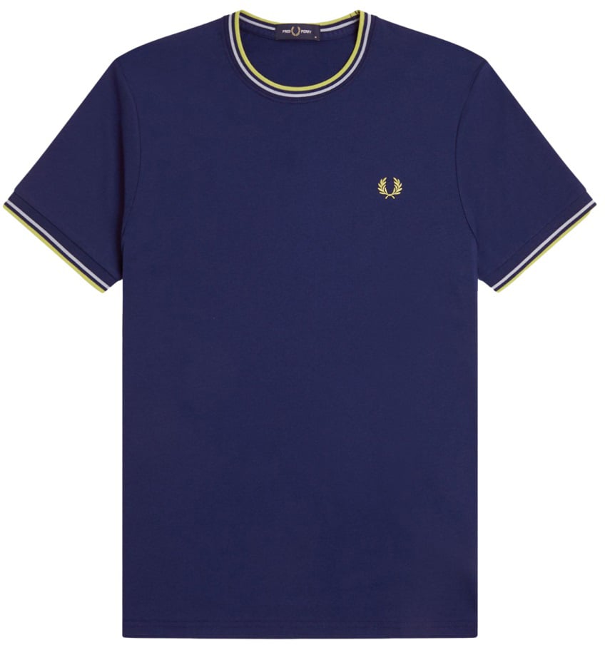 Fred Perry T-SHIRT CON DOPPIA RIGA Blauw