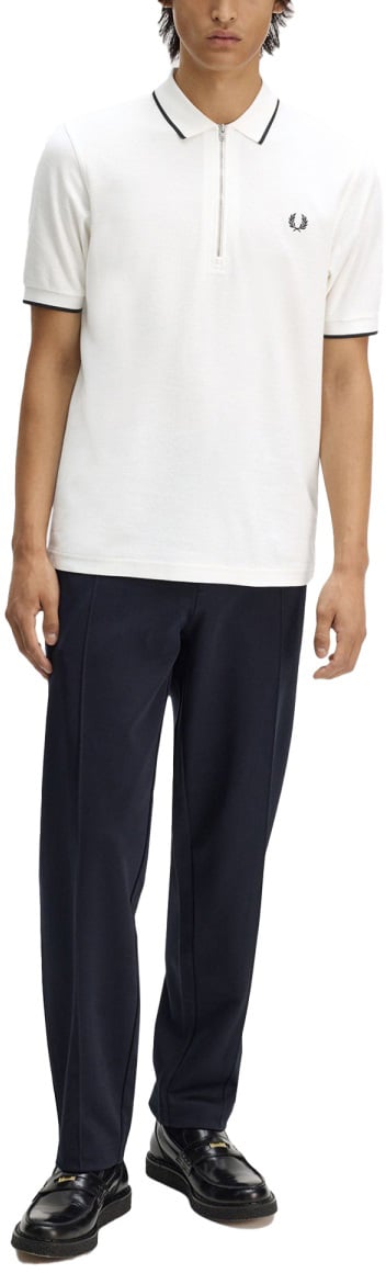 Fred Perry POLO CON ZIP E LOGO Wit
