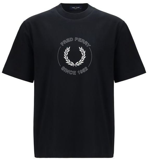 Fred Perry Fred Perry Black Cotton T-Shirt Zwart