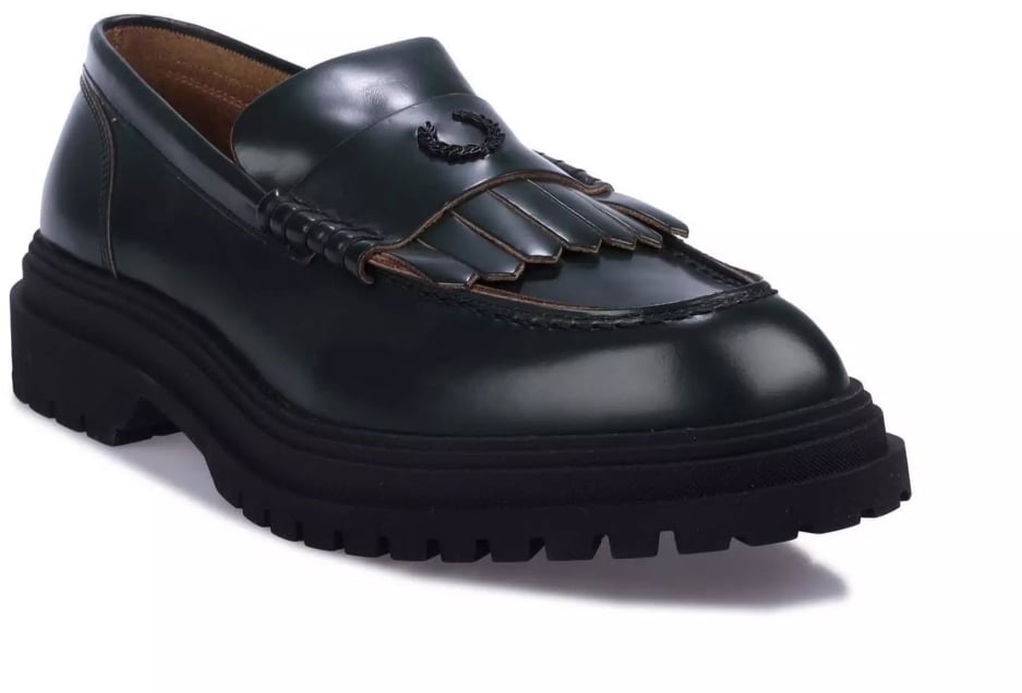 Fred Perry Logo Fringed Penny Loafers Groen