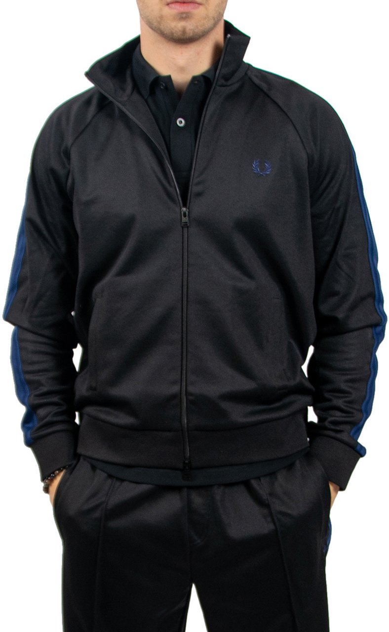 Fred Perry Mesh Taped Track Jacket Zwart