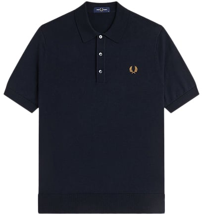 Fred Perry Cotton Knitted Shirt Blauw