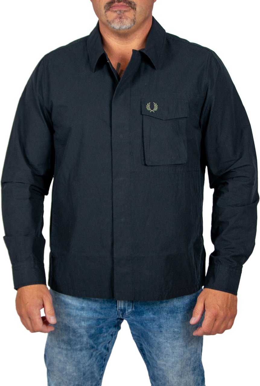 Fred Perry Poplin Overshirt Zwart