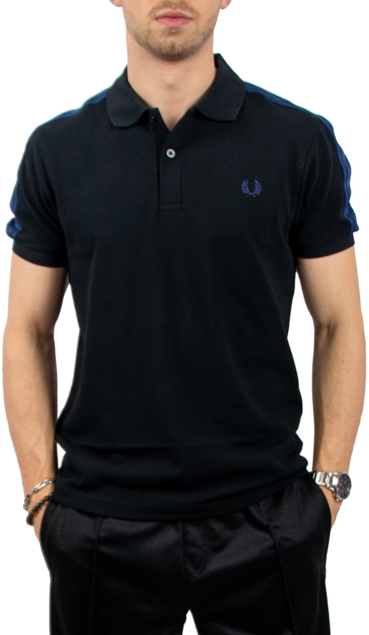 Fred Perry Mesh Taped Polo Shirt Zwart
