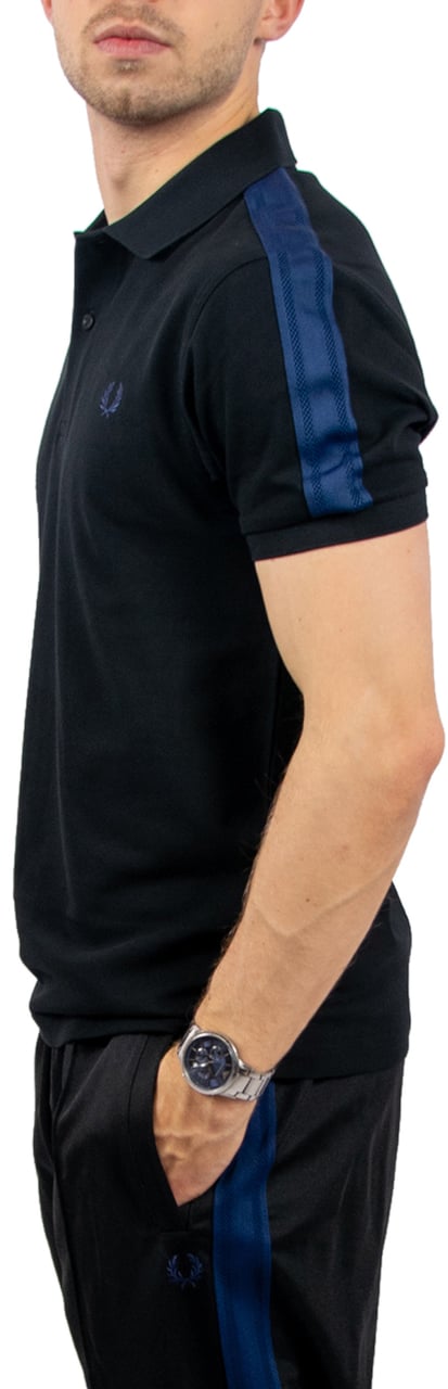 Fred Perry Mesh Taped Polo Shirt Zwart
