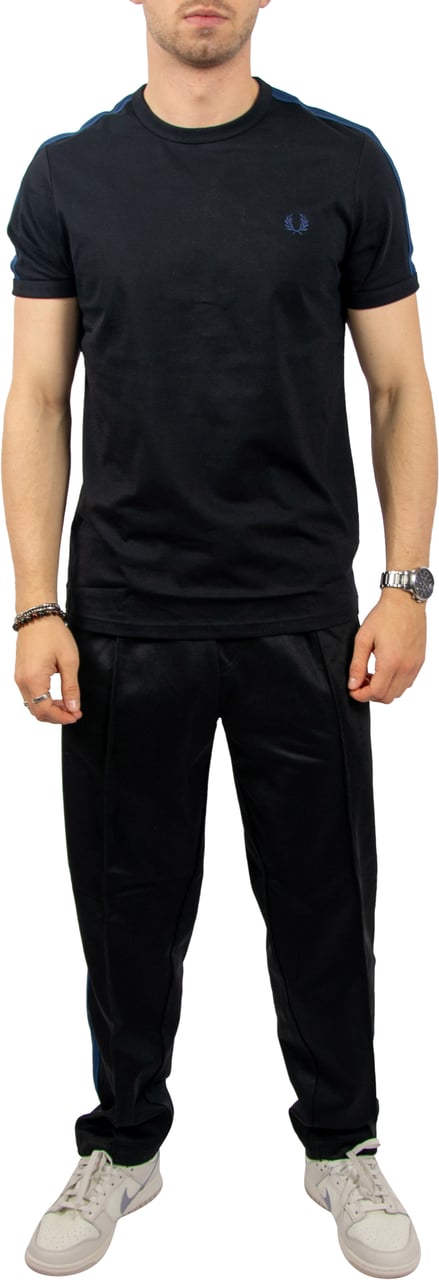 Fred Perry Fred Perry Mesh Taped Ringer T-Shirt Zwart