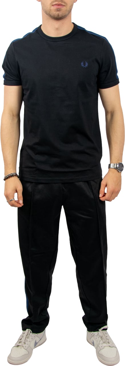 Fred Perry Fred Perry Mesh Taped Ringer T-Shirt Zwart