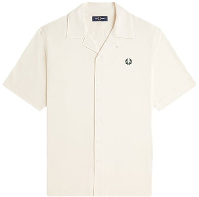 Fred Perry Compress Mesh Reverse Collar Shirt Beige