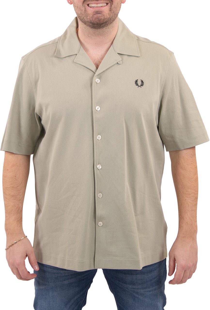 Fred Perry Fred Perry Compress Mesh Reverse Collar Shirt Groen