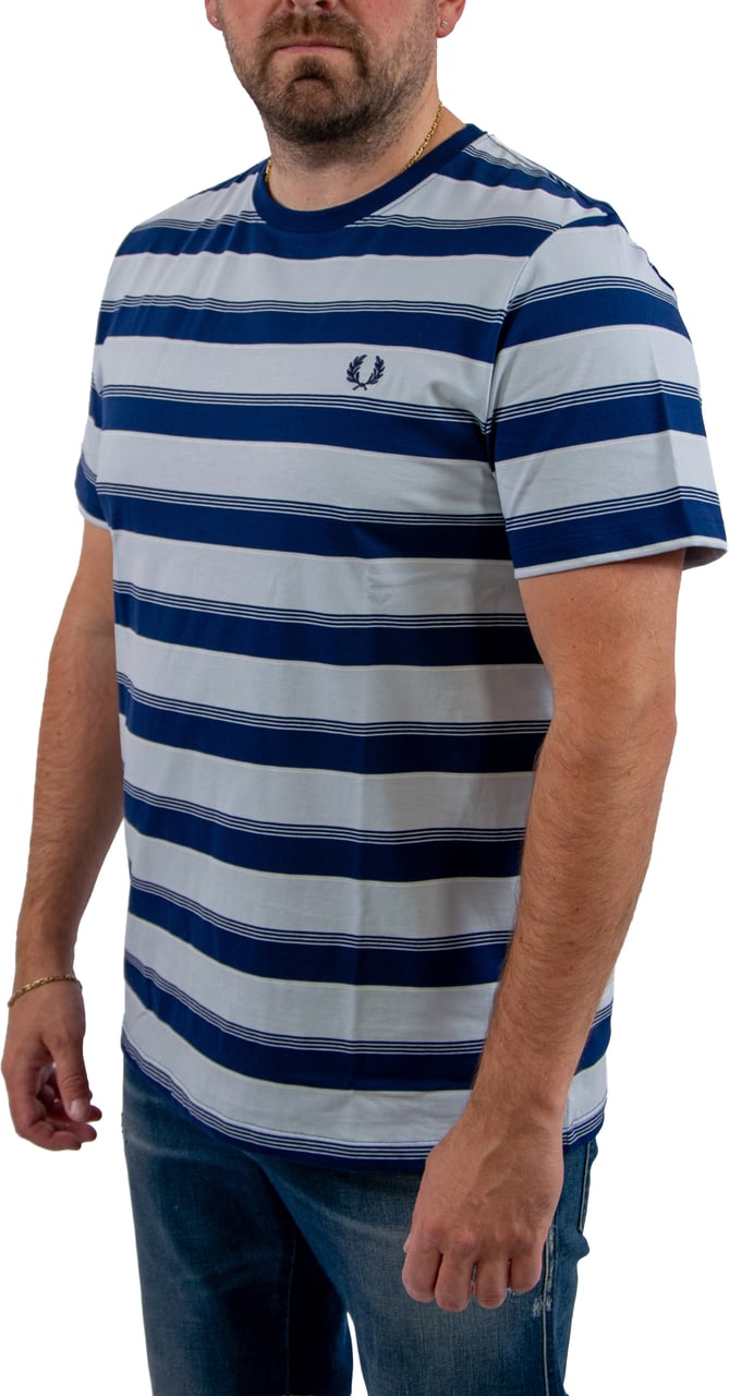 Fred Perry Fine Stripe T-Shirt Blauw