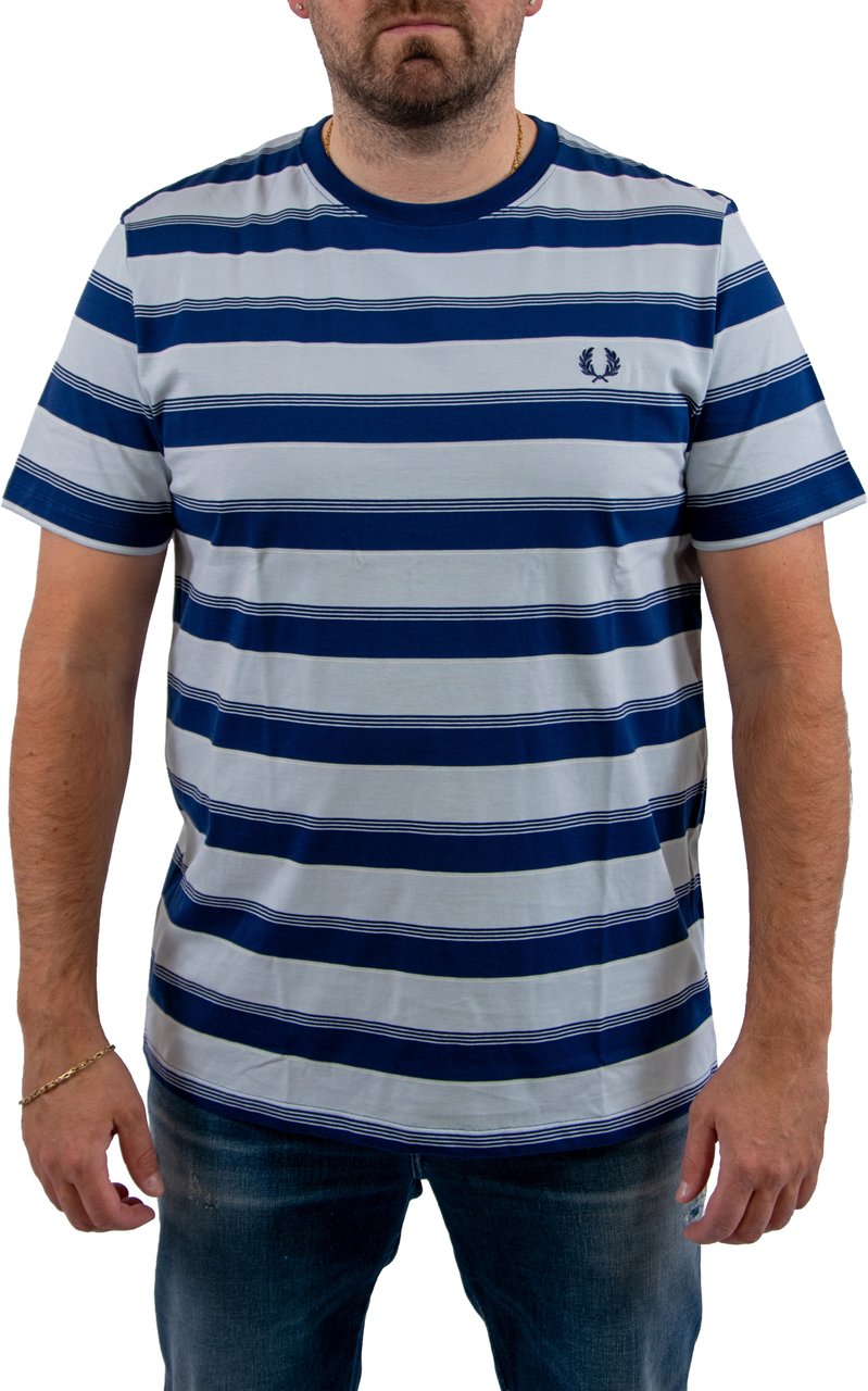 Fred Perry Fine Stripe T-Shirt Blauw