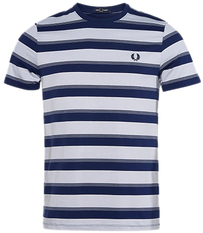 Fred Perry Fine Stripe T-Shirt Blauw