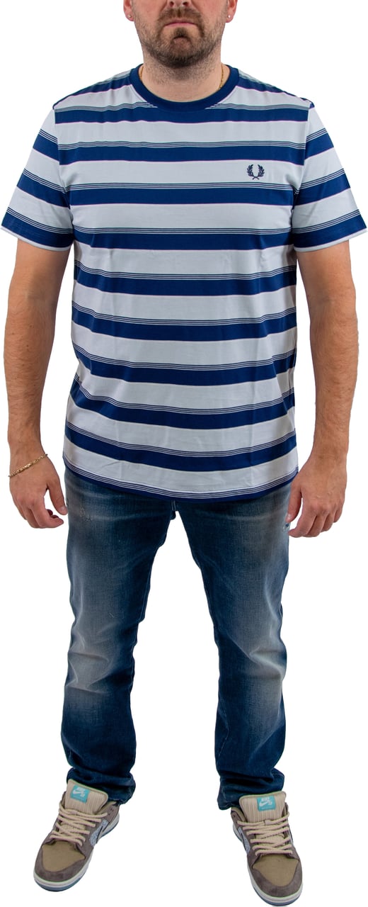 Fred Perry Fine Stripe T-Shirt Blauw