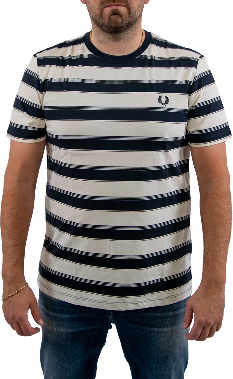 Fred Perry Fine Stripe T-Shirt Blauw