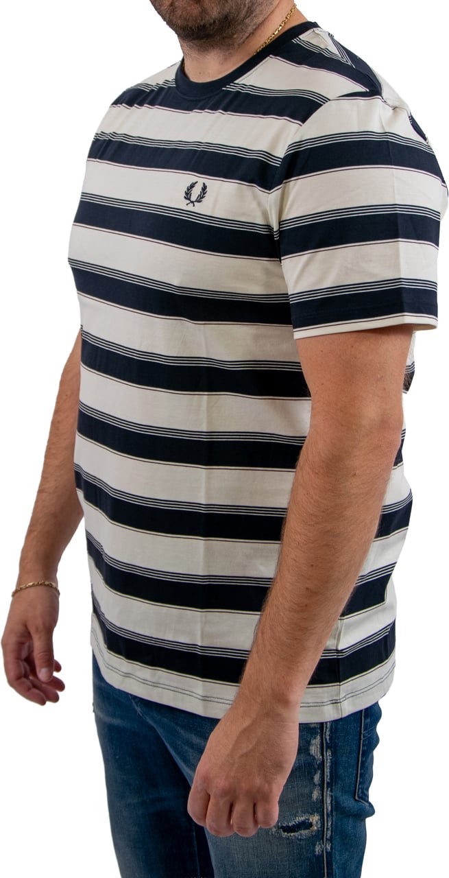 Fred Perry Fine Stripe T-Shirt Blauw